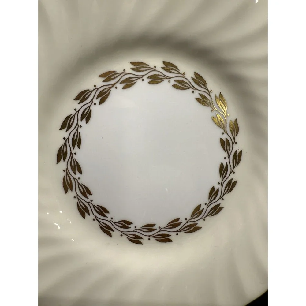 Set of 7 Minton Bone China Cheviot Gold leaf round Bread Plates 6.25” England